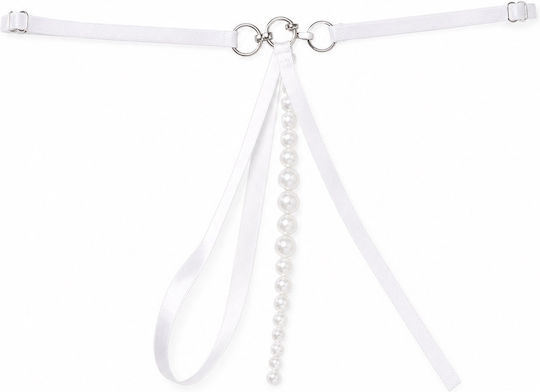 Ophelia's Dream Sexy Unterwäsche Weiß Perlen String Tanga Satinbänder – Einheitsgröße 107433-wht