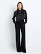 Women's High Rise Crepe Pantaloons Black