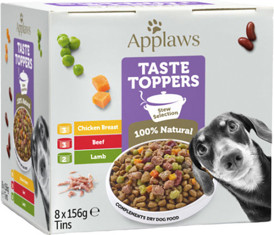 Applaws Taste Toppers Υγρή Τροφή Σκύλων σε Κονσέρβα με Κρέας, Λαχανικά, Κοτόπουλο, Βοδινό και Αρνί 8x156gr