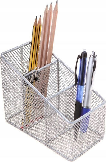 Metal Pencil Holder in Silver Colour 7.5x12x14.5cm 1pc