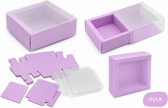 Papier Geschenkverpackung für Geschenk Flieder 8,5x3x8,5cm 12 Stück