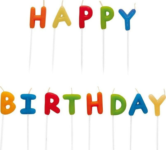 Amscan Свещи За Рожден Ден «Happy Birthday» Многоцветни 13 Бройки