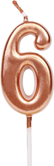 Lumânare De Tort Flippy Număr 6 Design Petrecere 4.5 X 2.5 Cm Parafină Rose Gold