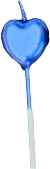 Cake Candle Flippy Heart Model Party 8.5 X 3 Cm Blue