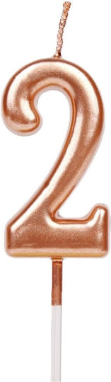 Lumânare De Tort Flippy Număr 2 Design Petrecere 4.5 X 2.5 Cm Parafină Rose Gold