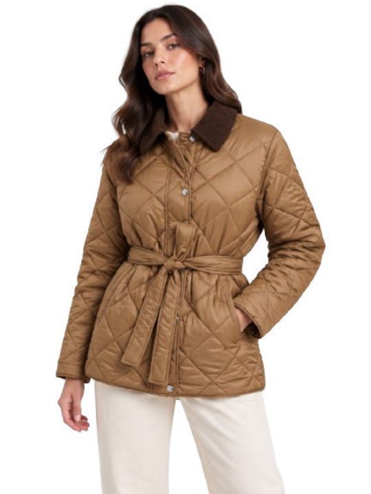 Only Long Women's Jacket for Winter Brown