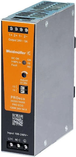 Mean Well Τροφοδοτικό LED Ισχύος 120W με Τάση Εξόδου 24V