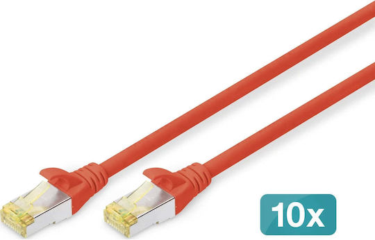 Digitus S/FTP Cat.6a (Gigabit) Мрежов Кабел Ethernet 3м Червен 10 Бройки