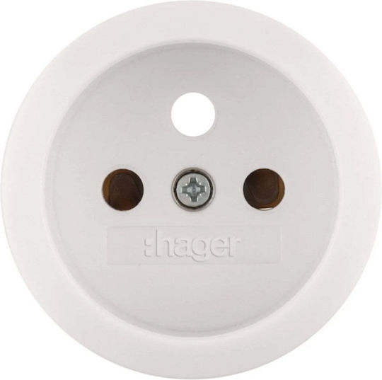 Hager Socket Μονή Πρίζα Ρεύματος με Καπάκι Λευκή