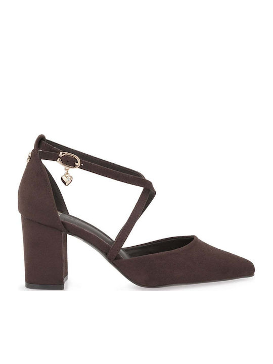 Exe Suede Heels with Mid Heel Brown