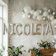 Set of 8 Number Balloons with Name Foil Silver 40cm with Personalization