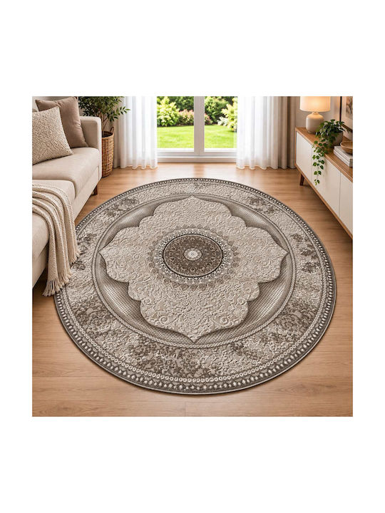 Covor Reliefat Rotund Crem Maro Φ160cm