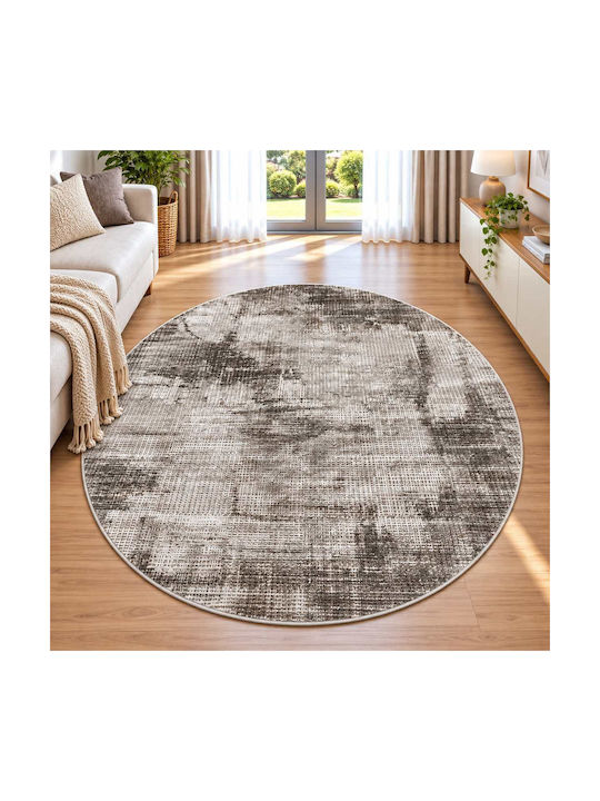 Covor Relieful Rotund Crem Maro Φ160cm