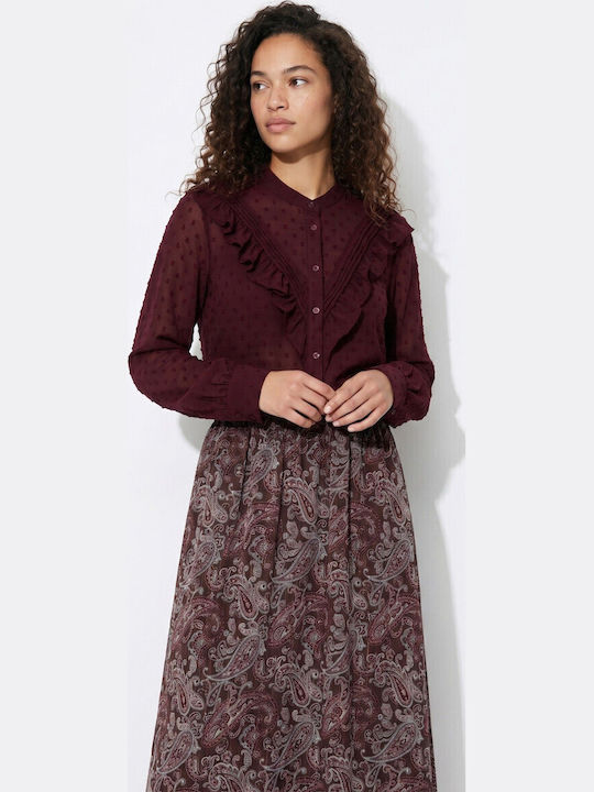 Long Sleeve Women's Shirt Burgundy