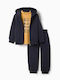 Kids Sweatpants Set With Jacket Blue-Mustard 3 Pieces