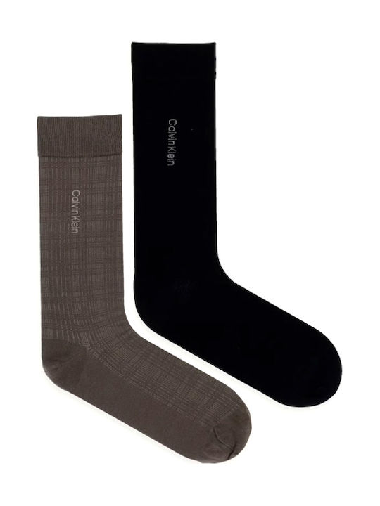 Calvin Klein Мъжки Чорапи Черно-Хаки 2Pack