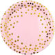Set 10 Disposable Plates Flippy Polka Dot Print Cardboard 18 Cm Diameter Pink Gold