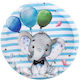 Set 10 Farfurii De Unică Folosință Flippy Cu Imprimeu Elefant Carton 17 Cm Albastre