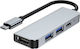 Tech-Protect v2 Hub mit 4 Anschlüssen mit USB-C Verbindung Grau