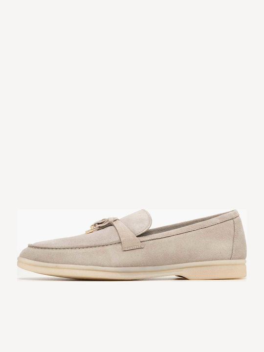 Loafers Dama din Piele în Culoare Gri