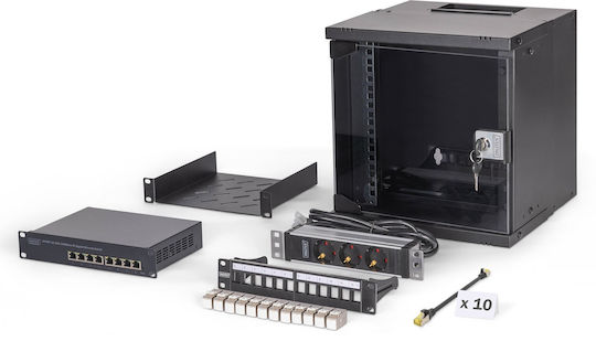 Digitus Digitus Монтирана На Стена Рак Стойка 6U 31.5x30x30см Черен DN-49101-SET