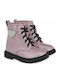 Anatomische Kinderstiefel mit Schnürsenkeln & Lichtern Rosa