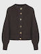 Women's Knitted Cardigan with Buttons Brown FBL014-118-09-Bitter-Chocolate