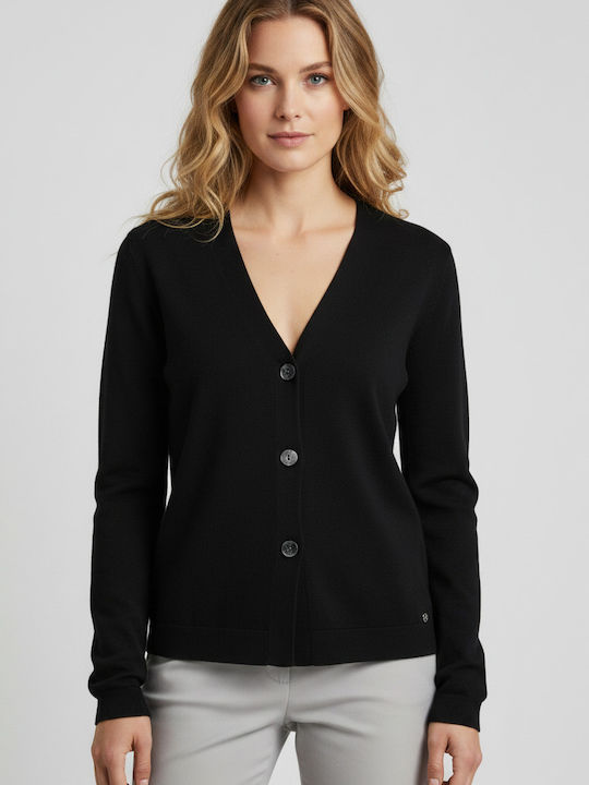 Red Button Gestrickte Damen Strickjacke Schwarz