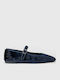 Damen Ballerinas Spitz zulaufend Blau