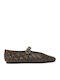 Suede Women's Ballerina Shoes With Strap Brown