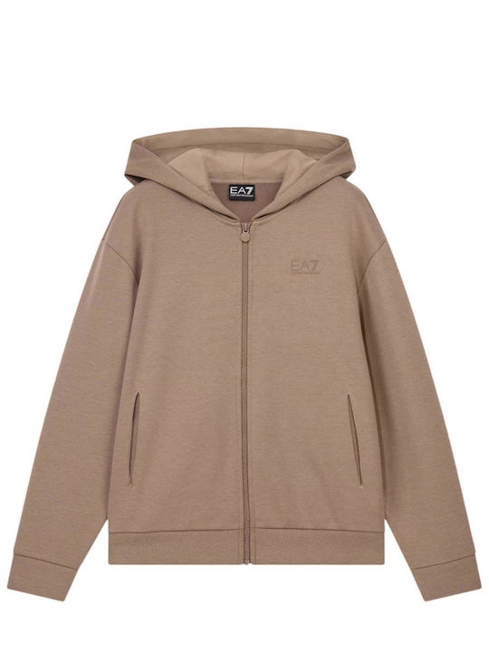 Women's Hooded Sweatshirt Cardigan Brown