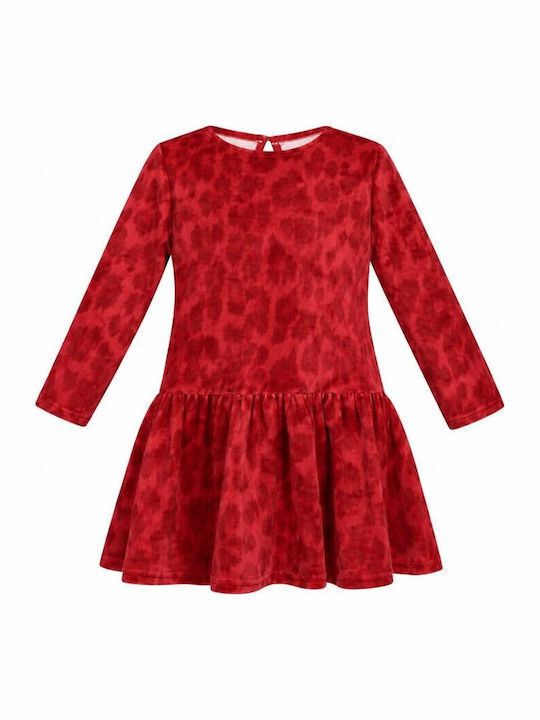 Rochie pentru fete din catifea Animal Print Roșie