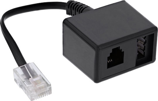 InLine Плосък Телефонен Кабел RJ11 6P4C 0.14m Черен (69943)