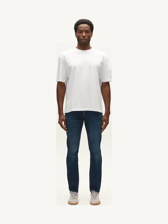 Men's Jeans Pants Slim Straight Fit Dark Blue