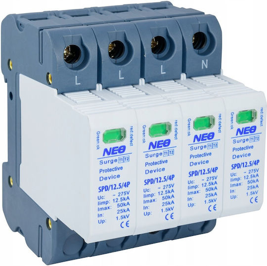 Elektro Plast Мълниезащитен Панел Четириполюсен Максимален Разряден Ток 12.5kA