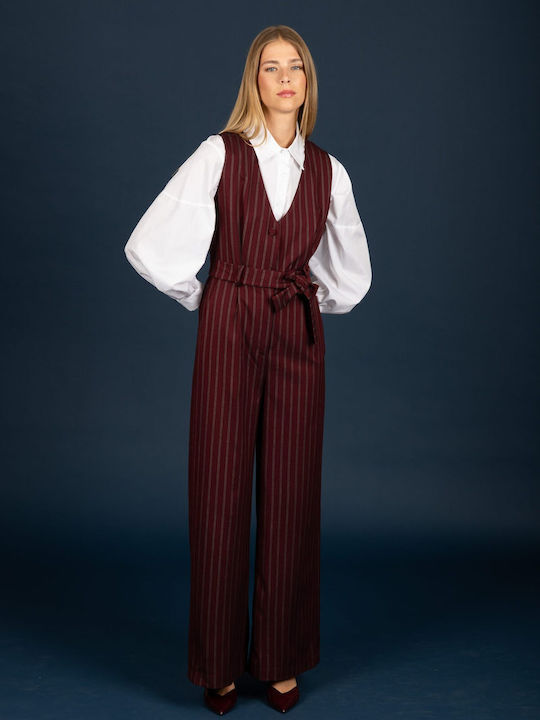 Women's Burgundy One-piece Jumpsuit