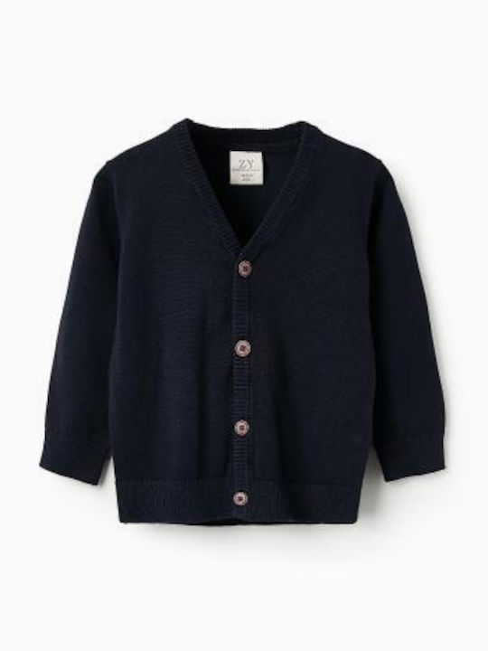 Cardigan pentru copii tricotat albastru
