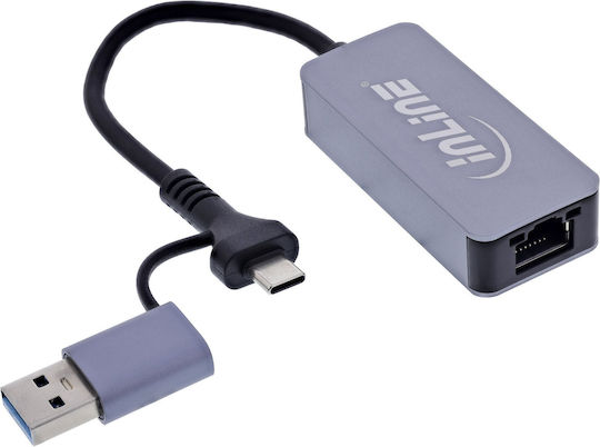 InLine Convertor USB 3.2 USB-A / USB-C masculin la Ethernet feminin