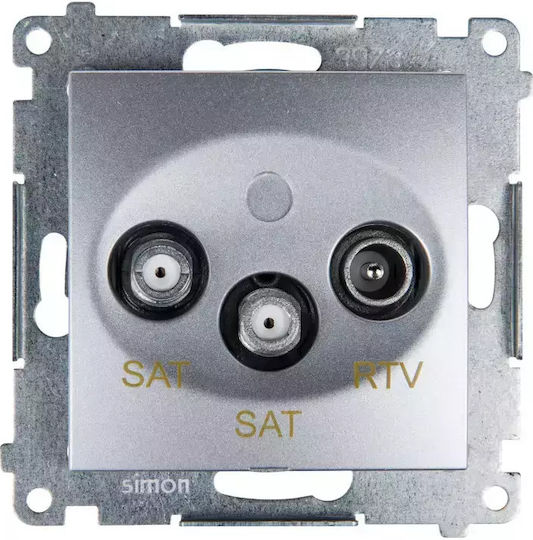 Kontakt-Simon TV-Antennensteckdose und Satelliten-Terminal in Silber Farbe DASK2.01/43