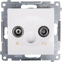 Kontakt-Simon TV-Antennensteckdose Antennen-Durchleitung in Weiß Farbe DAP10.01/11