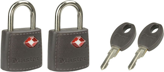 Master Lock Lacăt Potcoavă cu Cheie cu Certificare TSA 23mm 2 Bucăți