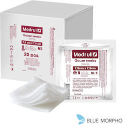 Medrull Sterile Gauze 20 X 5 Swabs 7.5cmx7.5cm 8 Ply Medrull Sterile Gauze 20 X 5 Swabs 7.5cmx7.5cm 8 Ply