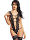Ophelia's Dream Sexy Bodysuits Schwarzes Bodysuit mit Straps Stockings 101519blk