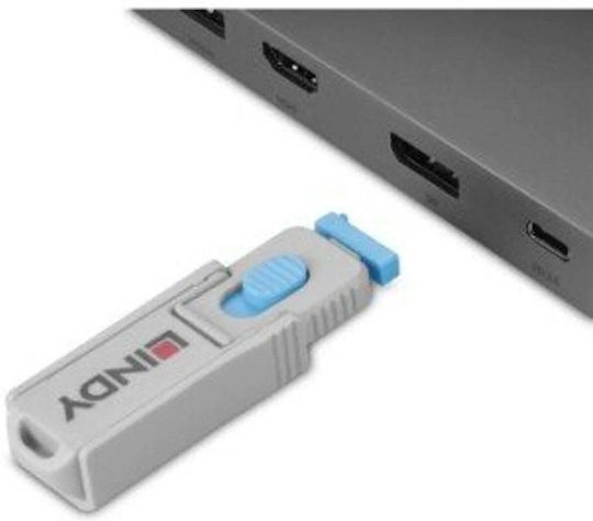 Lindy Displayport Port Blocker Key Σετ 4 Τεμαχίων Μπλε