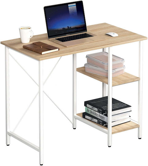 Computer Büro Holz Licht Eiche mit Metallbeinen 90x50x75cm