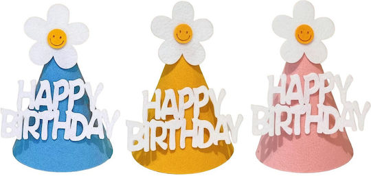 Set 3 Pălării De Petrecere Happy Birthday Flippy Temă De Ziua De Naștere Spumă Floare Multicoloră