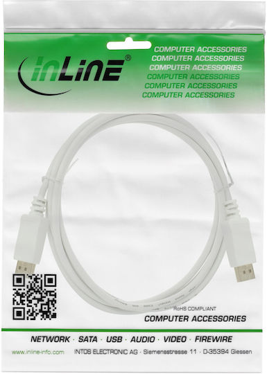 InLine Кабел DisplayPort мъжки - DisplayPort мъжки 3m Бял