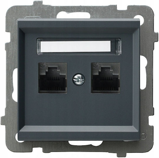 Ospel Doppelter Netzwerksteckdose RJ45 Typ Cat5e in Grau Farbe GPK-2R K m 73