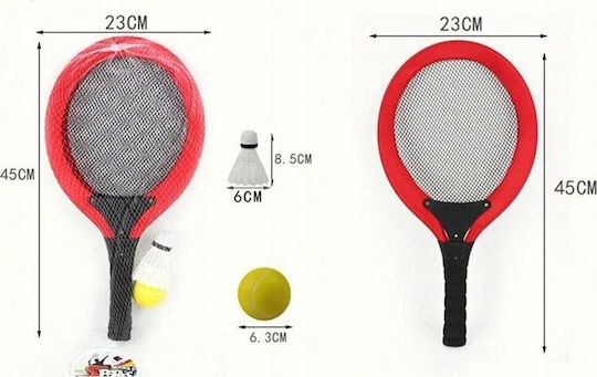 Teka Beach Racket Set Red with Straight Black Handle and Ball