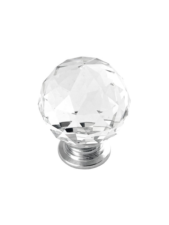 Gtv Furniture Knob Made of Crystal & Metal & Zamak Chrome Diameter 30mm ID-GZ-CRPJ30-01